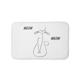Slinky Black Cat Meow Meow Meow Custom Text Green  Badematte
