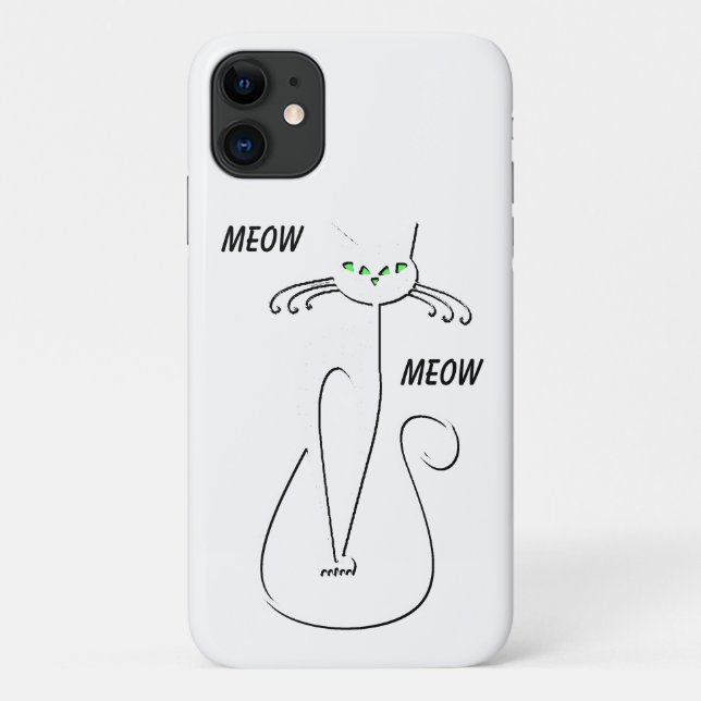 Slinky Black Cat Meow Meow Meow Custom Text Green  Case-Mate iPhone Hülle (Rückseite)