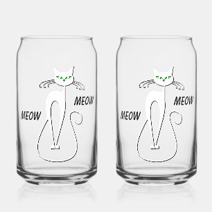 Slinky Black Cat Meow Meow Meow Custom Text Green Dosenglas