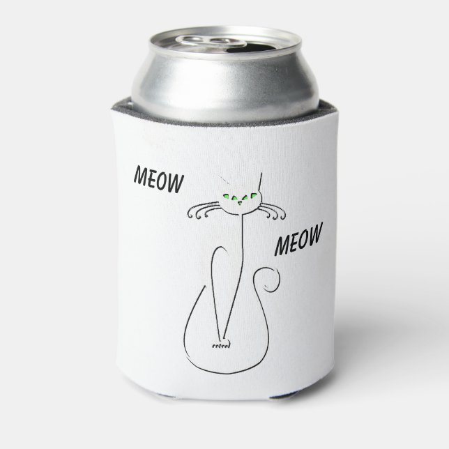 Slinky Black Cat Meow Meow Meow Custom Text Green  Dosenkühler (Kanne Rückseite)