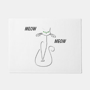 Slinky Black Cat Meow Meow Meow Custom Text Green Fußmatte