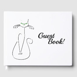 Slinky Black Cat Meow Meow Meow Custom Text Green  Gästebuch