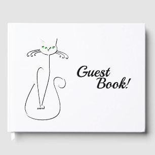 Slinky Black Cat Meow Meow Meow Custom Text Green  Gästebuch