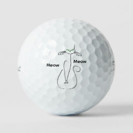 Slinky Black Cat Meow Meow Meow Custom Text Green  Golfball
