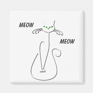 Slinky Black Cat Meow Meow Meow Custom Text Green  Magnet