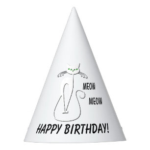 Slinky Black Cat Meow Meow Meow Custom Text Green Partyhütchen