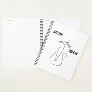 Slinky Black Cat Meow Meow Meow Custom Text Green Planer