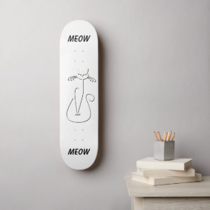 Slinky Black Cat Meow Meow Meow Custom Text Green Skateboard