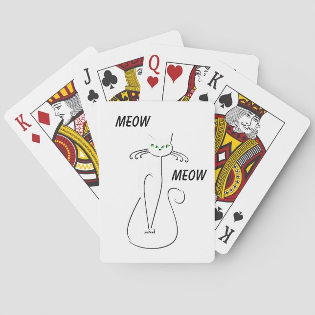 Slinky Black Cat Meow Meow Meow Custom Text Green  Spielkarten (Rückseite)