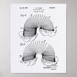 Slinky Toy 1946 Patent Art - Lined Peper Poster