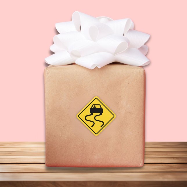 Slippery Road, wenn Nass Quadratischer Aufkleber (Von Creator hochgeladen)