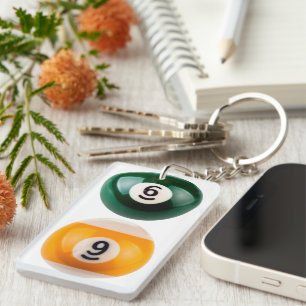 SlipperyJoe 69 harter Billardtisch zwei Billardkug Schlüsselanhänger