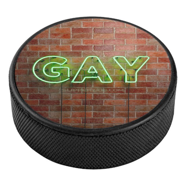 SlipperyJoe beleuchtet Gay Neon-Zeichen hell leben Eishockey Puck (3/4)