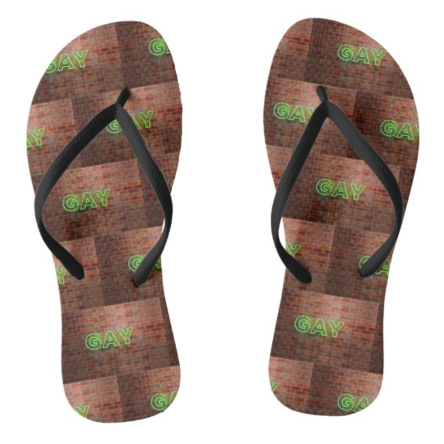 SlipperyJoe beleuchtet Gay Neon-Zeichen hell leben Flip Flops (Fußbett)