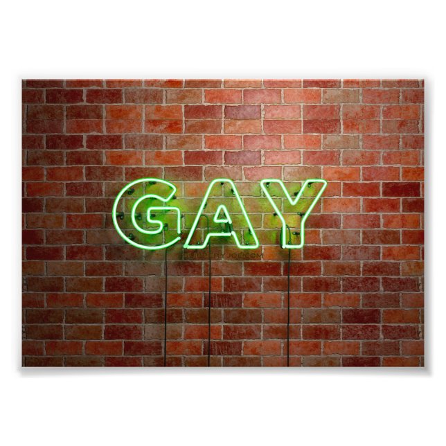 SlipperyJoe beleuchtet Gay Neon-Zeichen hell leben Fotodruck (Vorne)