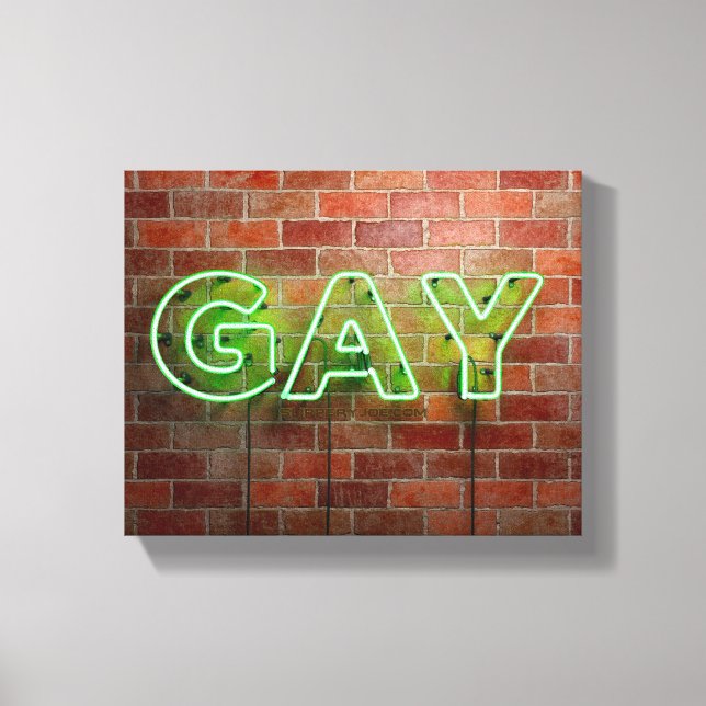 SlipperyJoe beleuchtet Gay Neon-Zeichen hell leben Leinwanddruck (Vorderseite)