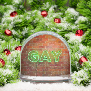SlipperyJoe beleuchtet Gay Neon-Zeichen hell leben Schneekugeln