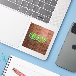 SlipperyJoe beleuchtetes schwules Neon-Schild hell Aufkleber