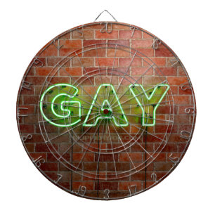 SlipperyJoe beleuchtetes schwules Neon-Schild hell Dartscheibe