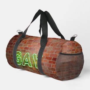 SlipperyJoe beleuchtetes schwules Neon-Schild hell Duffle Bag