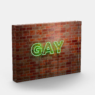 SlipperyJoe beleuchtetes schwules Neon-Schild hell Fotoblock