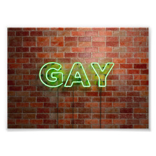 SlipperyJoe beleuchtetes schwules Neon-Schild hell Fotodruck