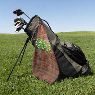 SlipperyJoe beleuchtetes schwules Neon-Schild hell Golfhandtuch