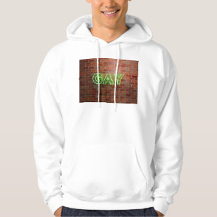 SlipperyJoe beleuchtetes schwules Neon-Schild hell Hoodie