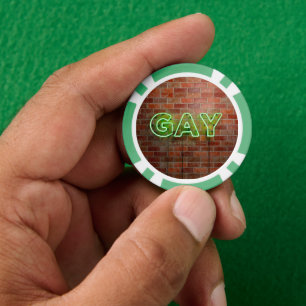 SlipperyJoe beleuchtetes schwules Neon-Schild hell Pokerchips