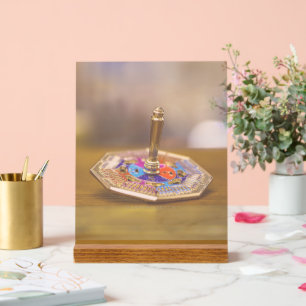 SlipperyJoe Chanukka-Dreidel-Geschenk achteckiger Acrylschild
