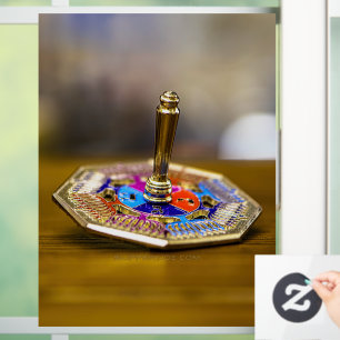 SlipperyJoe Chanukka-Dreidel-Geschenk achteckiger Fensteraufkleber
