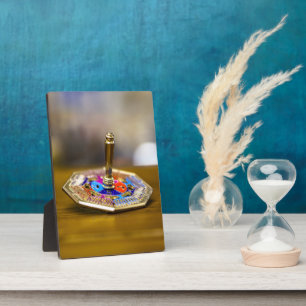 SlipperyJoe Chanukka-Dreidel-Geschenk achteckiger Fotoplatte