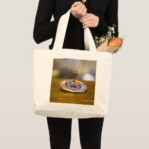 SlipperyJoe Chanukka-Dreidel-Geschenk achteckiger Jumbo Stoffbeutel