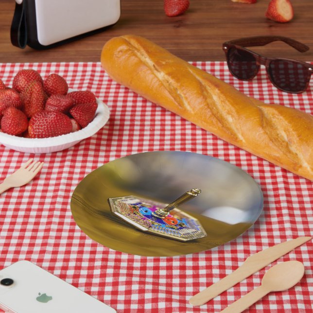 SlipperyJoe Chanukka-Dreidel-Geschenk achteckiger  Pappteller (Picknick)
