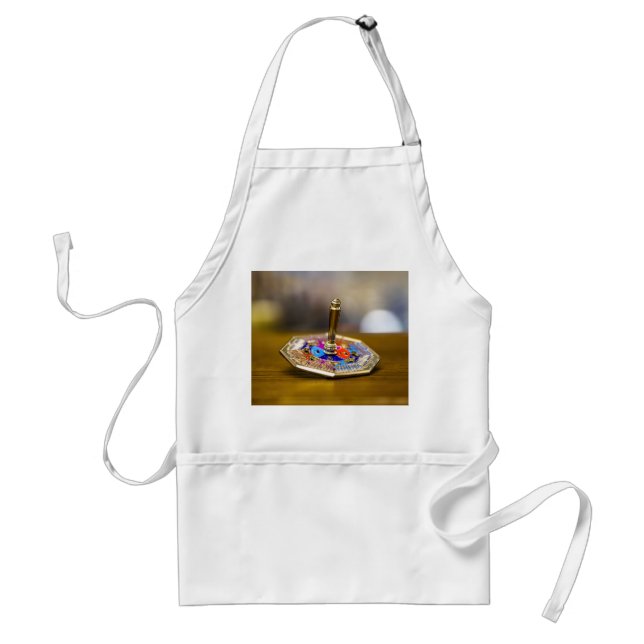 SlipperyJoe Chanukka-Dreidel-Geschenk achteckiger  Schürze (Vorne)