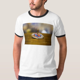 SlipperyJoe Chanukka-Dreidel-Geschenk achteckiger T-Shirt