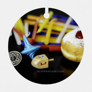 SlipperyJoe Chanukka symbolisches Stilleben Feiert Ornament Aus Metall