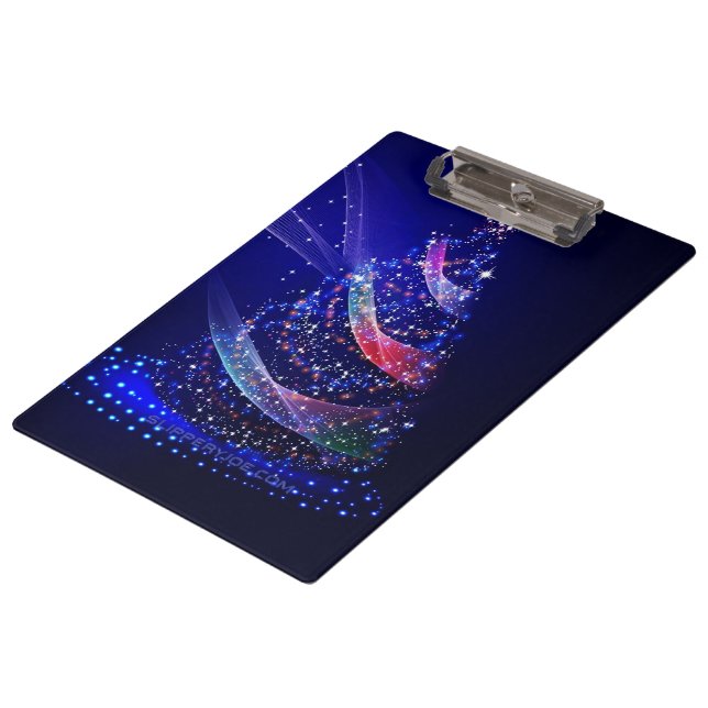 SlipperyJoe digital gerenderte Weihnachtsbaumbeau Klemmbrett (Schrägansicht)