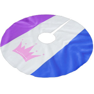 SlipperyJoe Drag Pride Flag lila-weiß-blau Sequ Polyester Weihnachtsbaumdecke