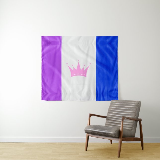 SlipperyJoe Drag Pride Flag lila-weiß-blau Sequ Wandteppich (Beispiel (Horizontal))