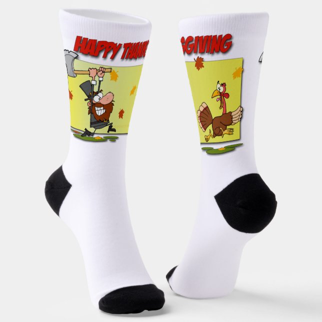 SlipperyJoe Erntedank lustige Blätter Pilgrim ru Socken (Gewinkelt)