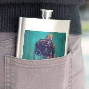SlipperyJoe furchteinflößende Zombie-Figur isolier Flachmann