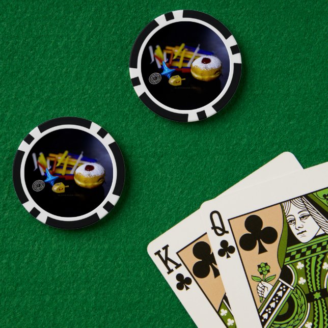 SlipperyJoe Hanukkah symbolic still life holiday e Pokerchips (Pokertisch (doppelt))