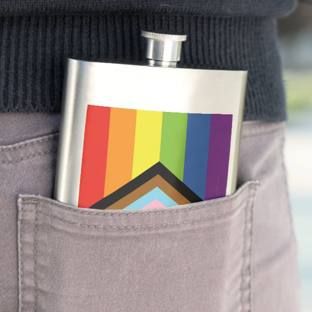 SlipperyJoe Intersex Progress Flag Regenbogen Flachmann (Beispiel)