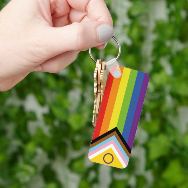 SlipperyJoe Intersex Progress Flag Regenbogen Schlüsselanhänger (Hand)