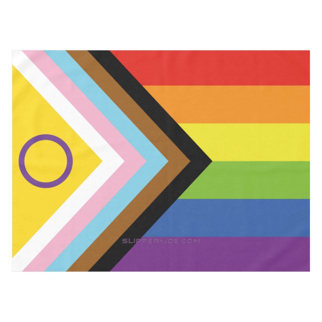 SlipperyJoe Intersex Progress Flag Regenbogen Tischdecke (Vorderseite (Horizontal))