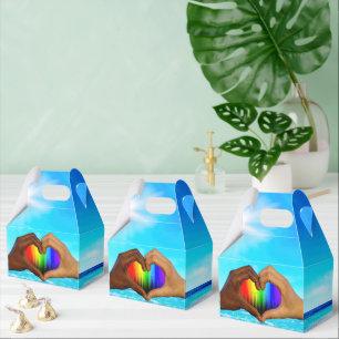 SlipperyJoe lebendiger Regenbogen-Verlauf Herz int Geschenkschachtel