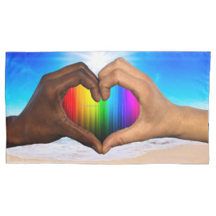 SlipperyJoe lebendiger Regenbogen-Verlauf Herz int Kissenbezug
