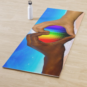 SlipperyJoe lebendiger Regenbogen-Verlauf Herz int Yogamatte
