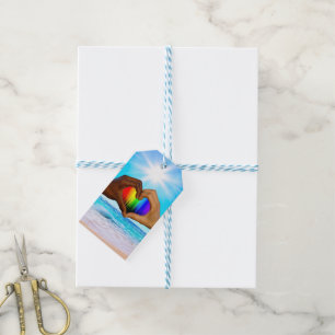 SlipperyJoe lebendiger Regenbogen-Verlaufs-Herz in Geschenkanhänger